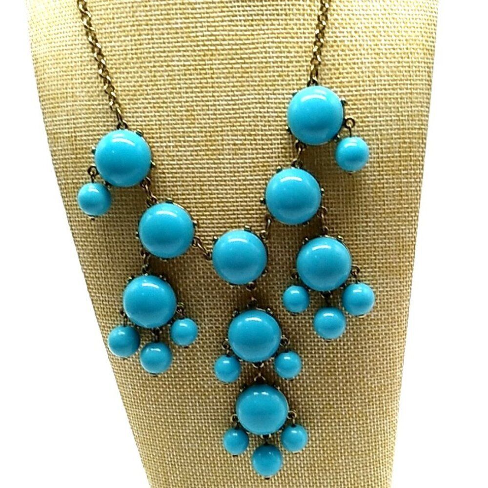 Teal Acrylic Cabochon Bubble Statement Necklace